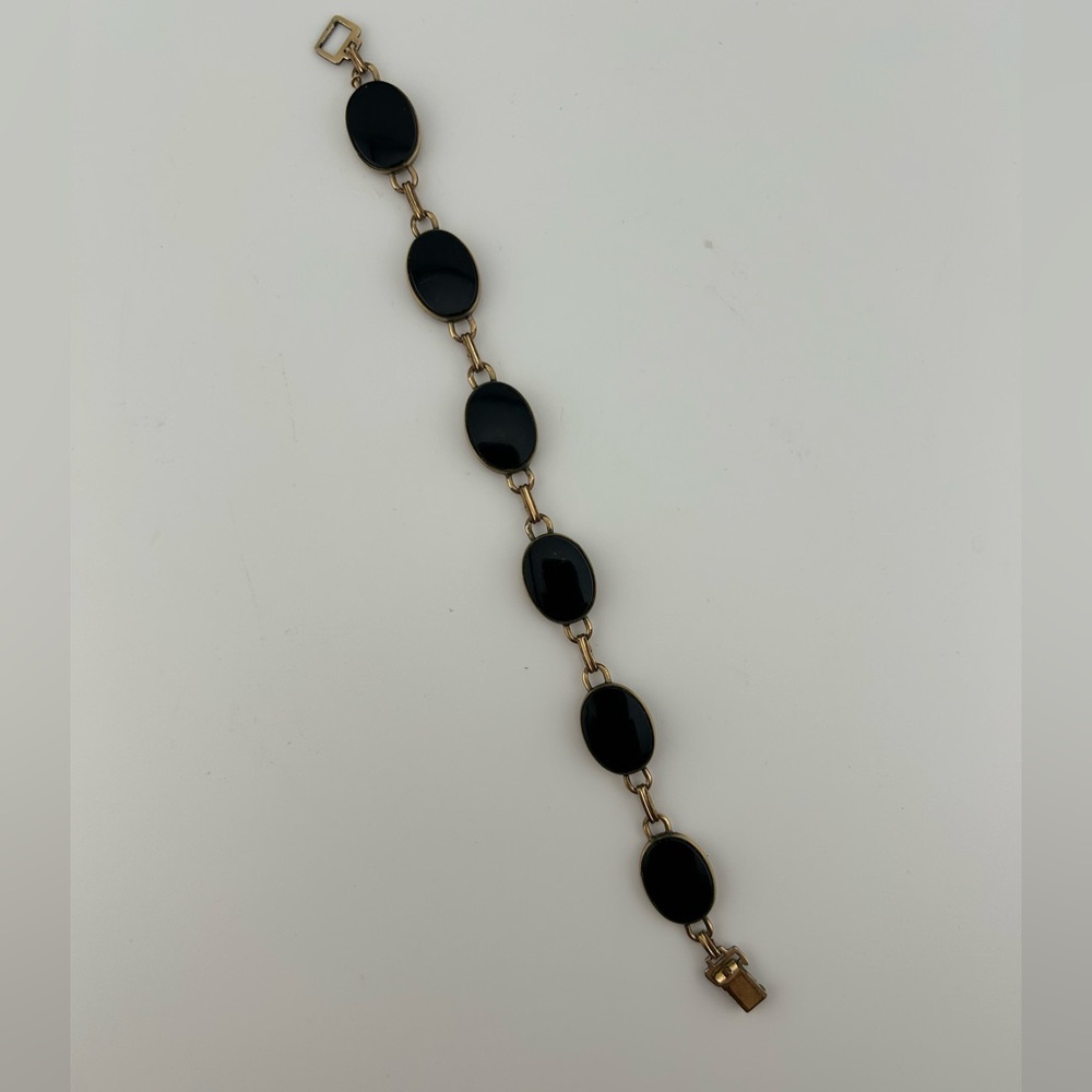 12K GF Black Onyx Vintage Bracelet 70s